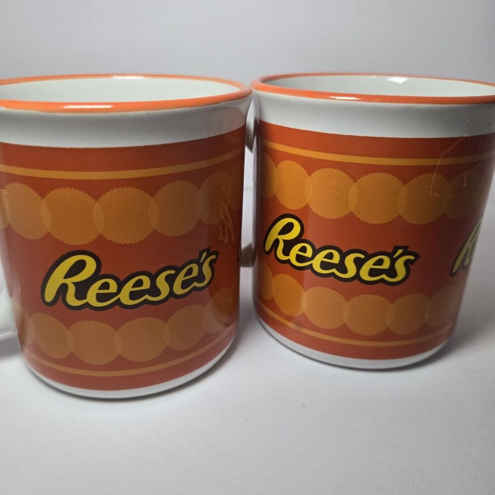 Reese's Peanut Butter‎ Cup Candy Ceramic Orange 12 oz  Mug by Galerie Set Of 2